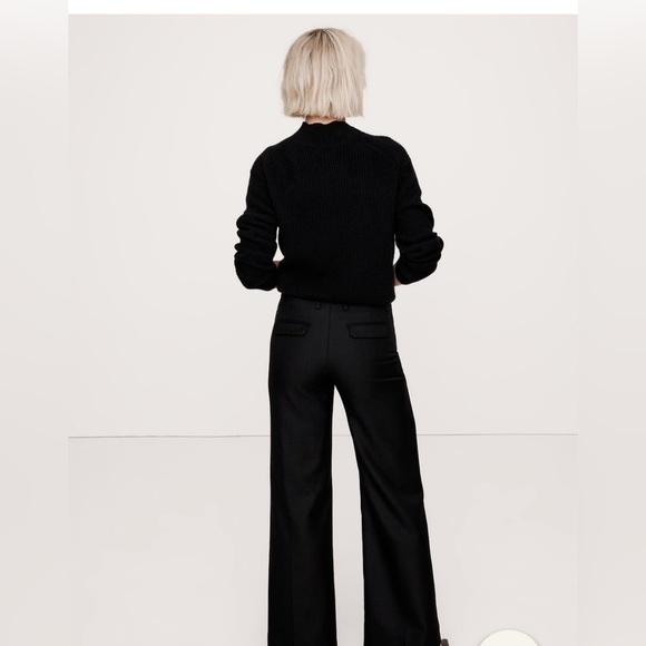 Banana Republic Lido Wide Leg Italian Wool Pant Black women’s Sz 14 Tall work - Picture 3 of 14